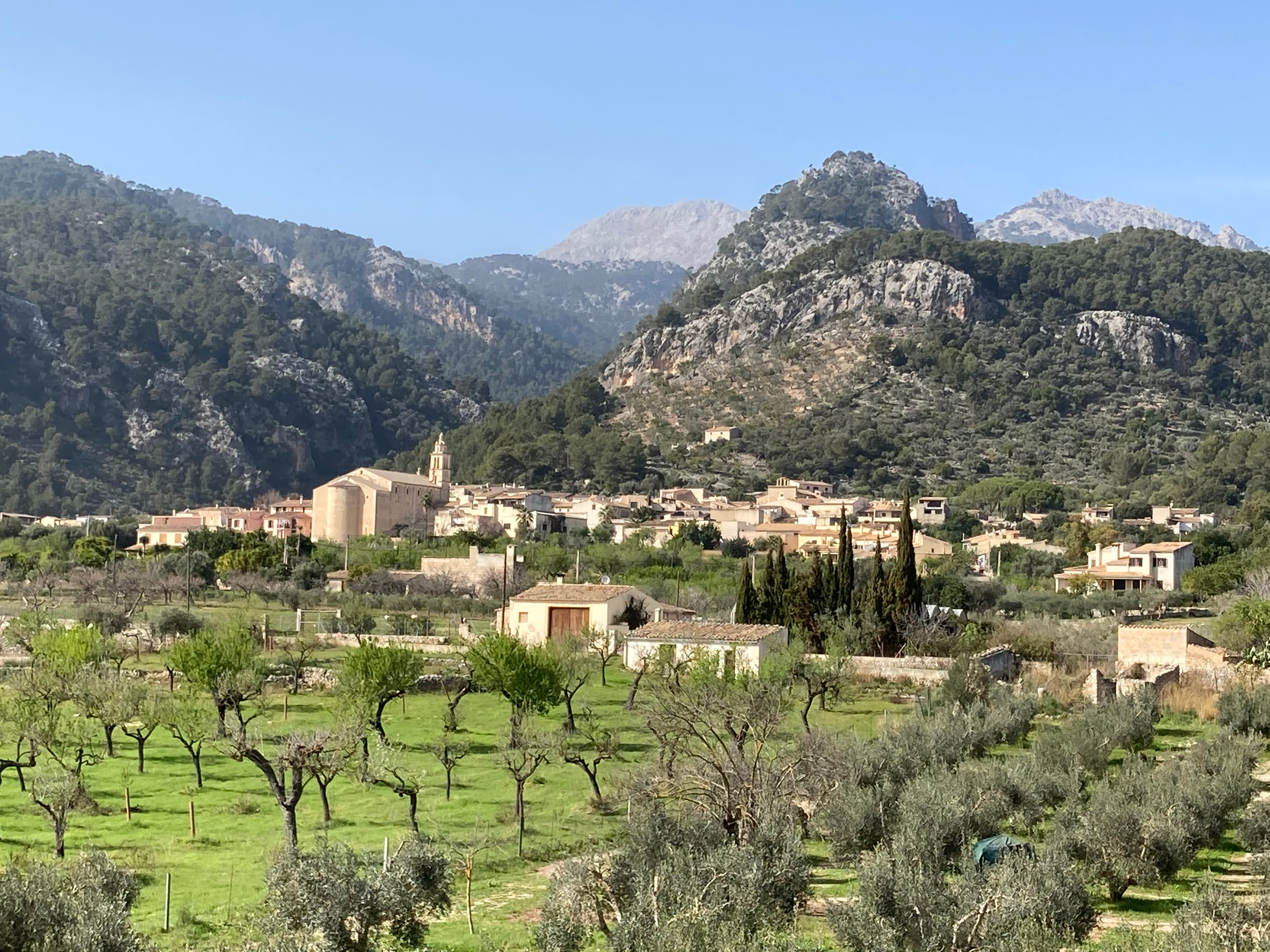 The Tramuntana mountains from Caimari at sunset